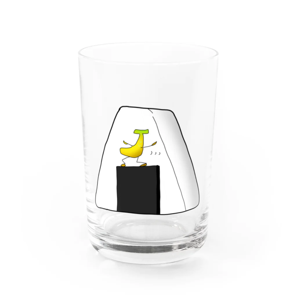 こんぺい工房のおにぎりに登るバナナ Water Glass :front