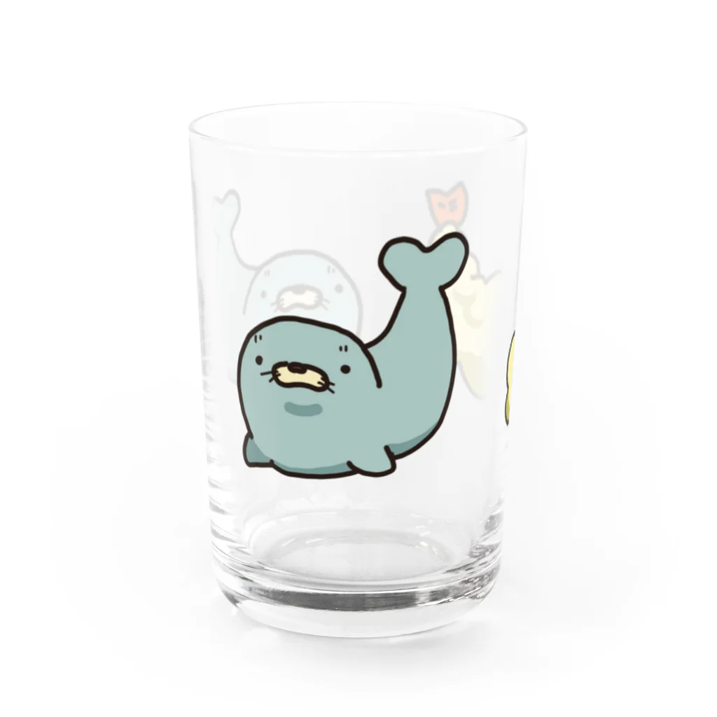 まろぽけっとのあざらしえびふらい Water Glass :front