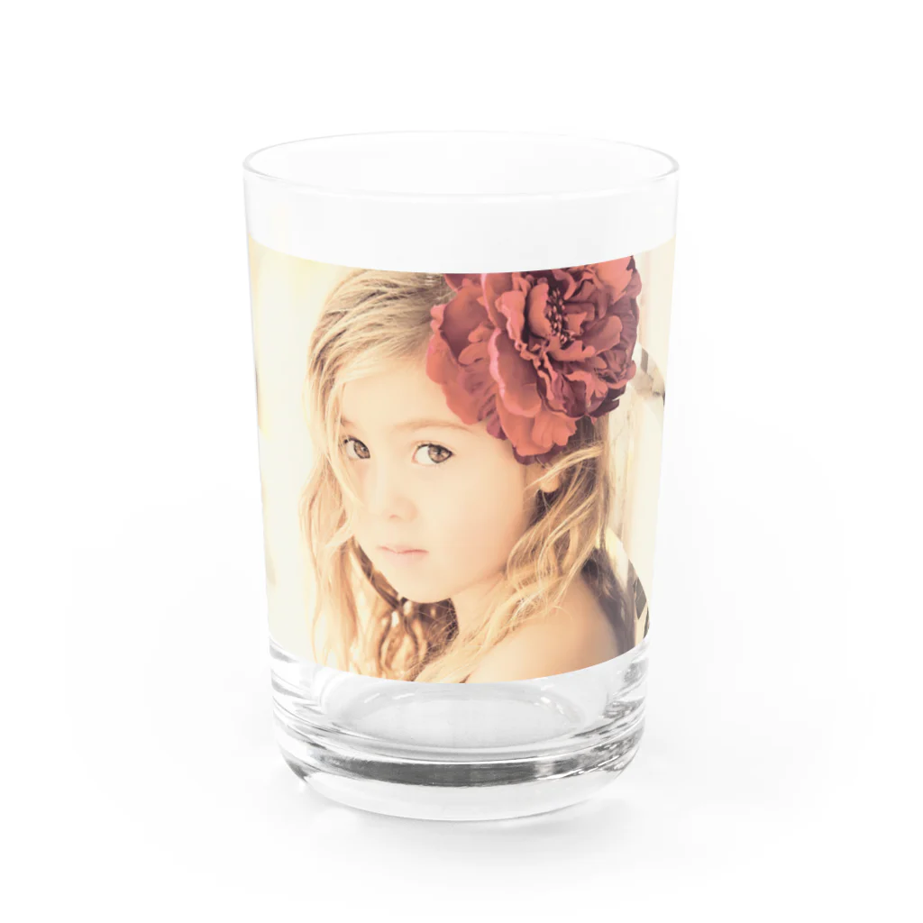 poppy22のセピアなフラワーガール Water Glass :front