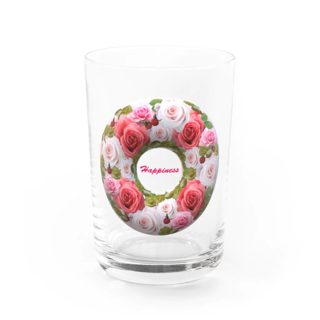 カラフルマルシェのフラワーリース　ピンク系　 グラス前面