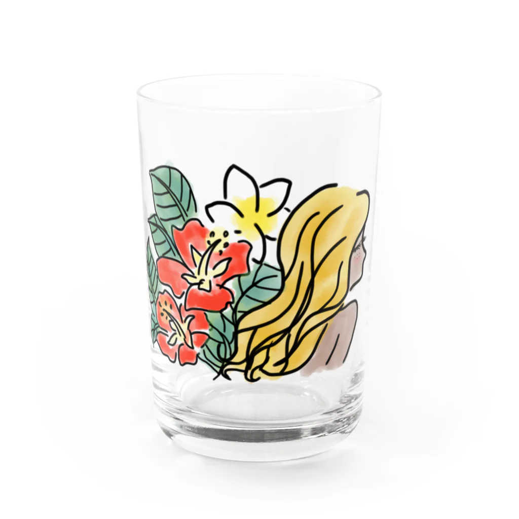 downtheseaのsummer girl Water Glass :front