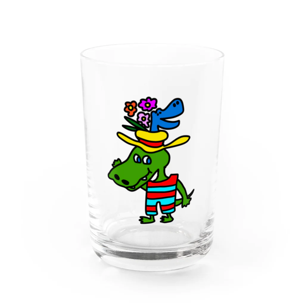 onigirisuit のド派手帽子のワニくん Water Glass :front