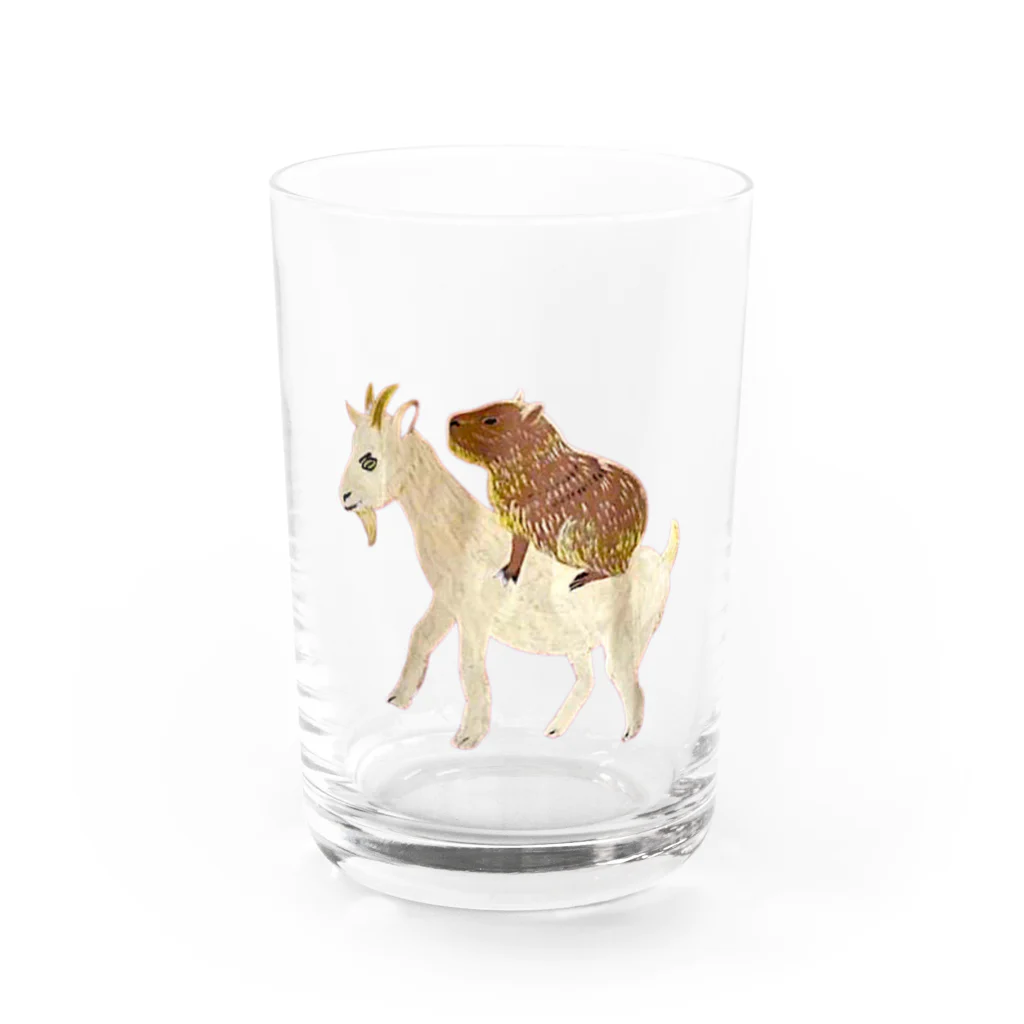 suzuejyaのヤギとカピパラん Water Glass :front