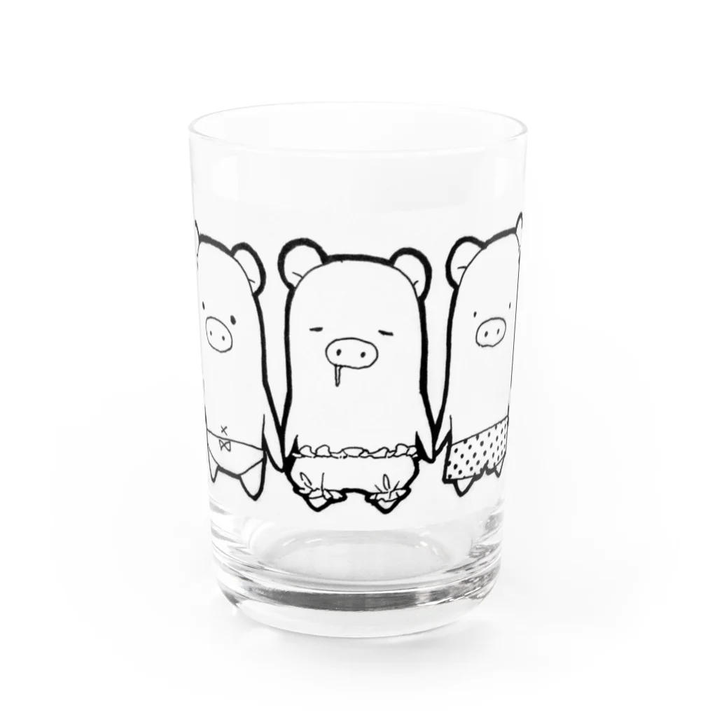 灯子暮(ひねくれ)の3匹のゆるぶた兄弟 Water Glass :front