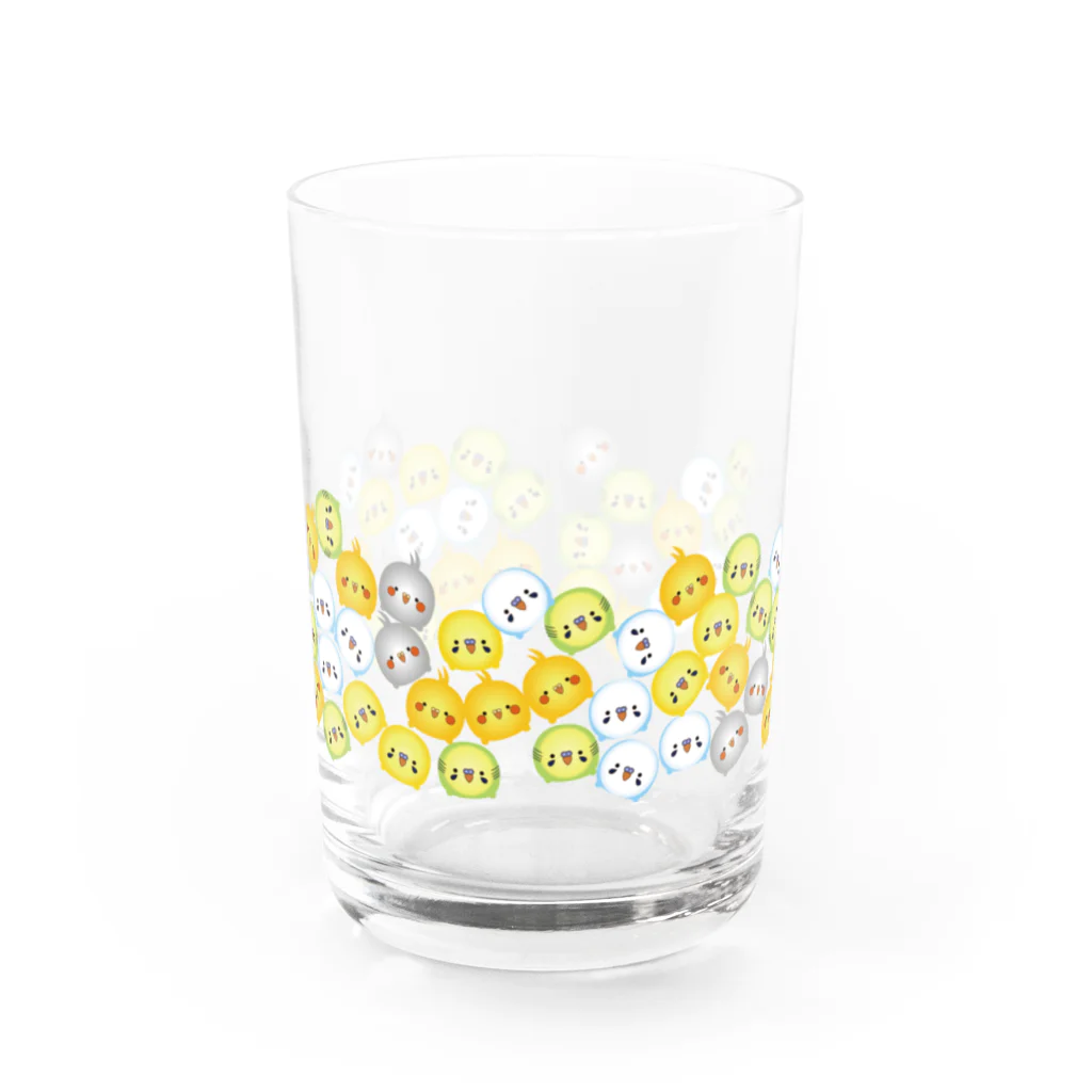 赤ヘルインコのインコ積む積む Water Glass :front