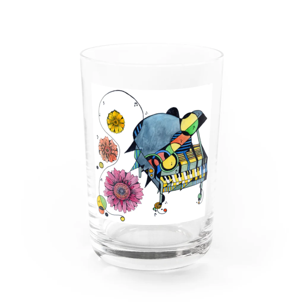 Sound Shop Misayukiのピアノとガーベラ Water Glass :front