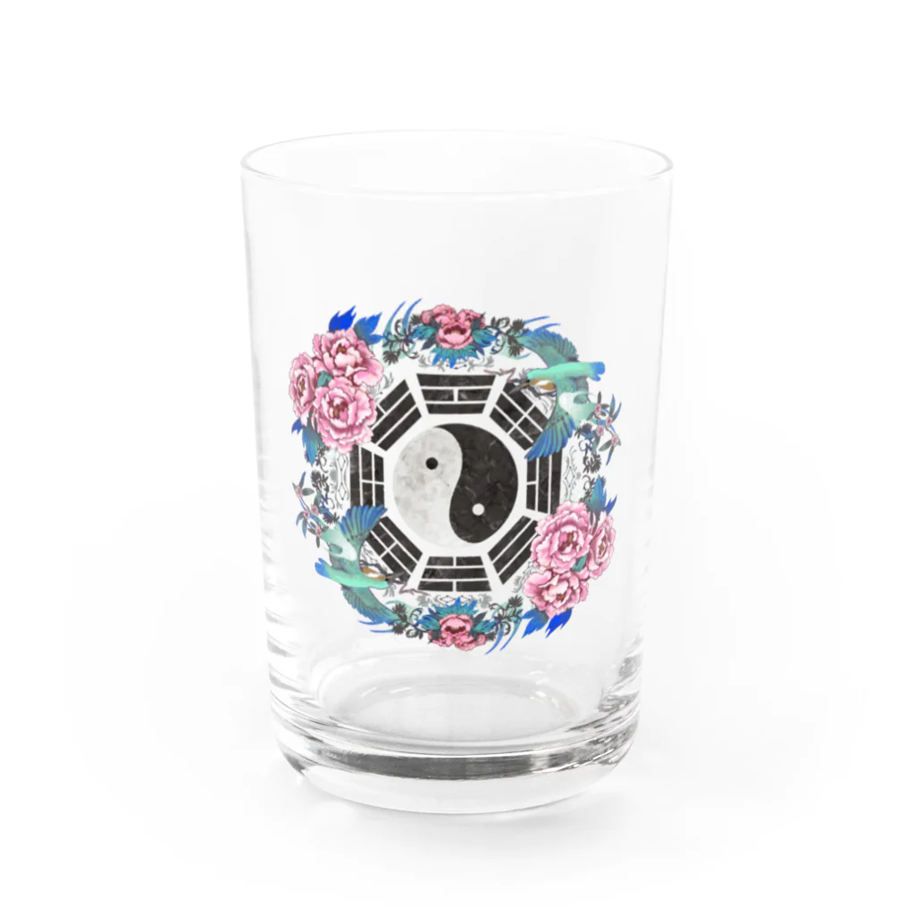 狭刈十の花鳥八卦図 Water Glass :front