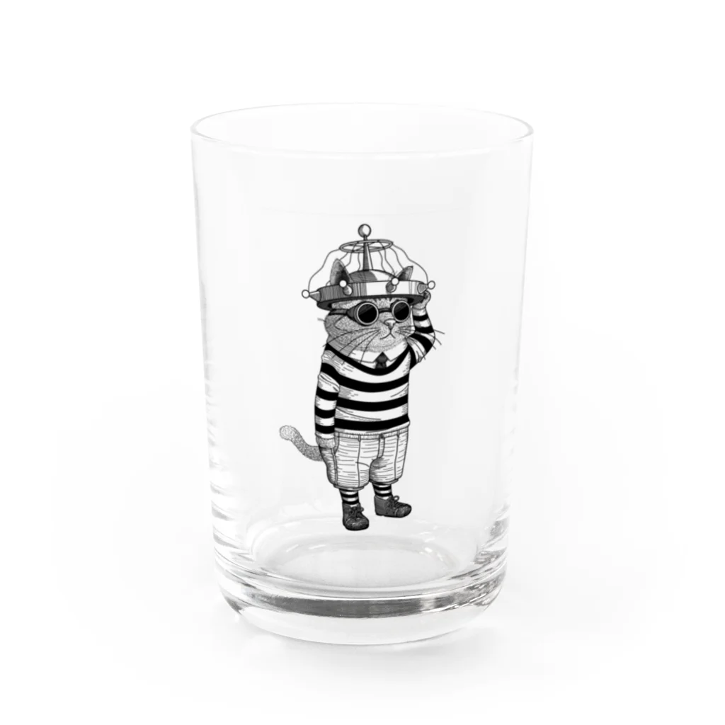 llotollのＥＳＰハットをかぶった猫 Water Glass :front