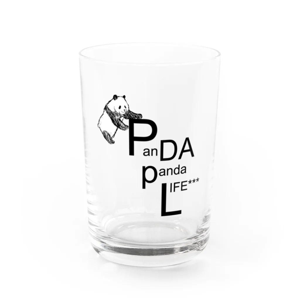 PANDA panda LIFE***の文字を運ぶパンダ Water Glass :front