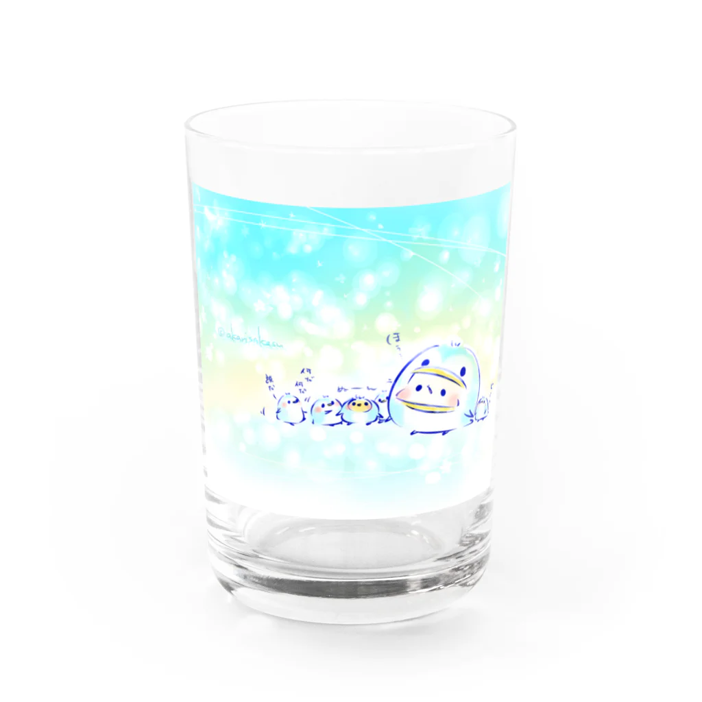 灯さかすのひんやりペンギンましまろう Water Glass :front