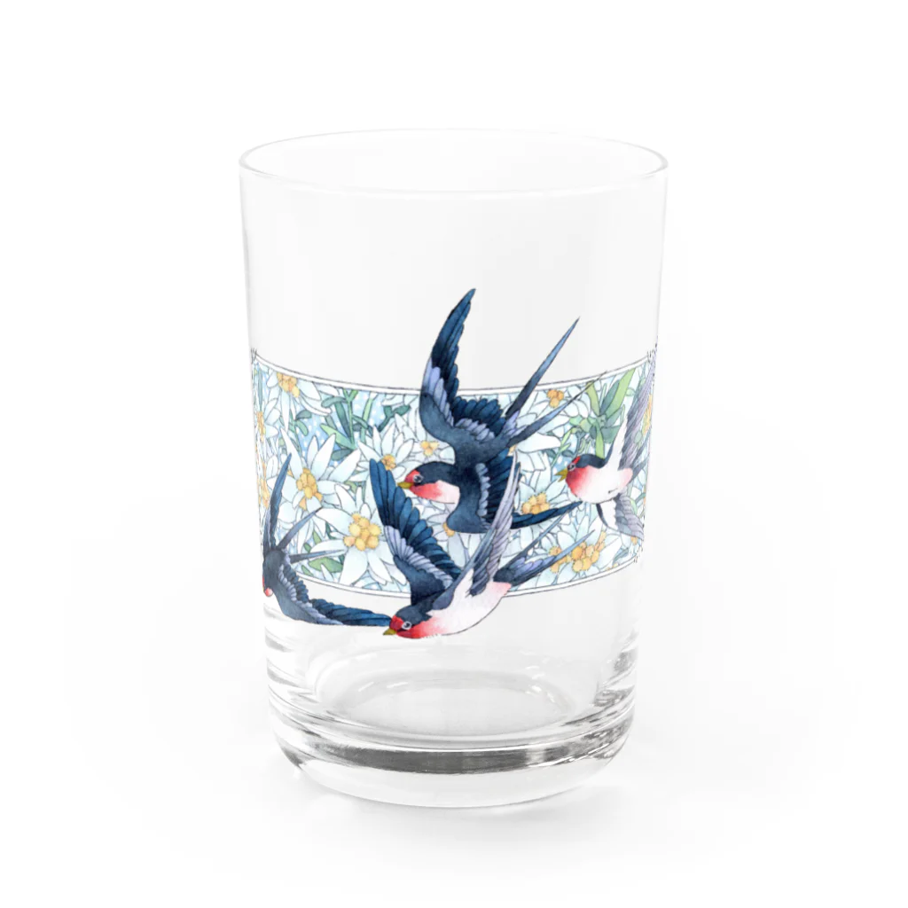 名司生のツバメ＆エーデルワイス Water Glass :front