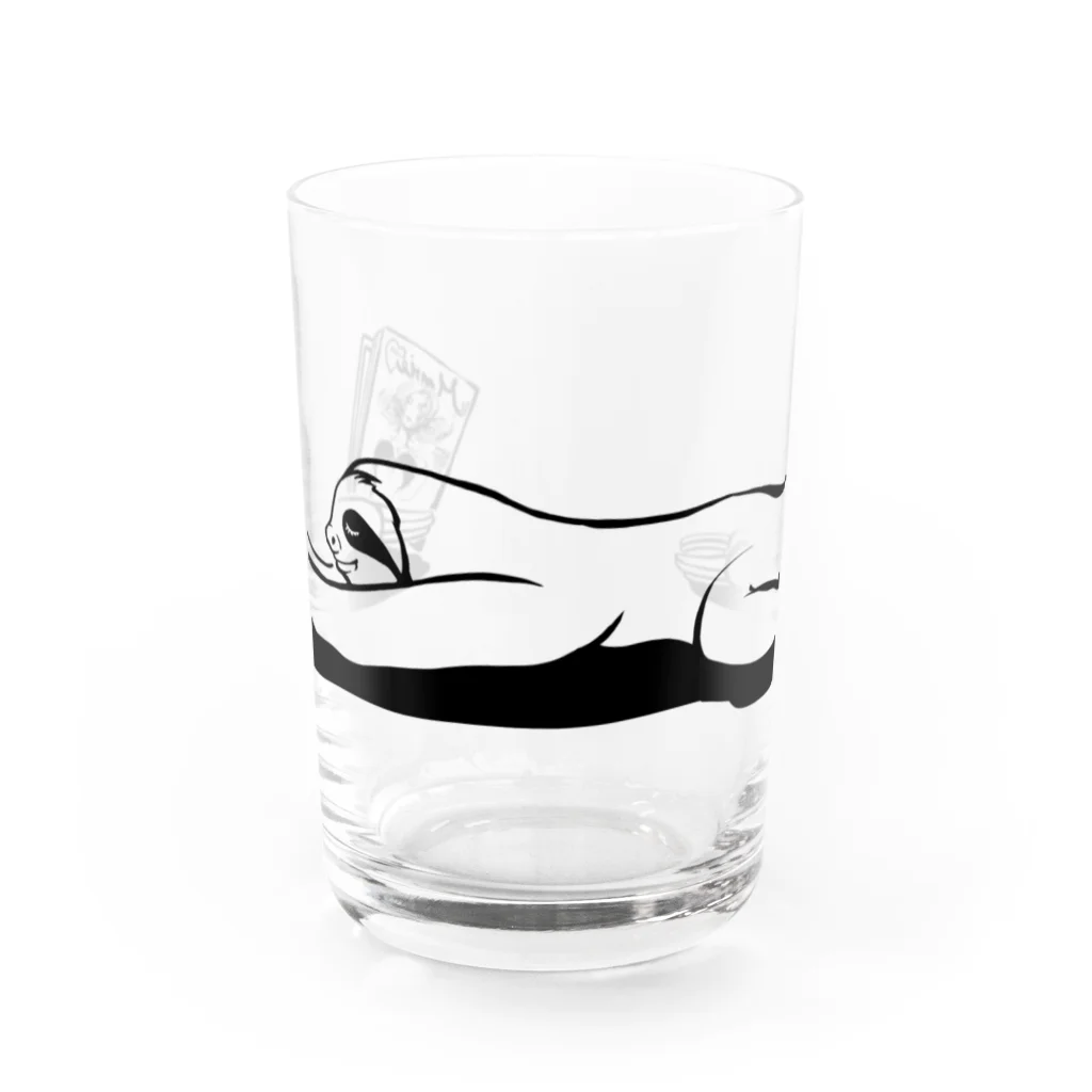 Poooompadoooourの本と、なまけもの(モノクロ) Water Glass :front