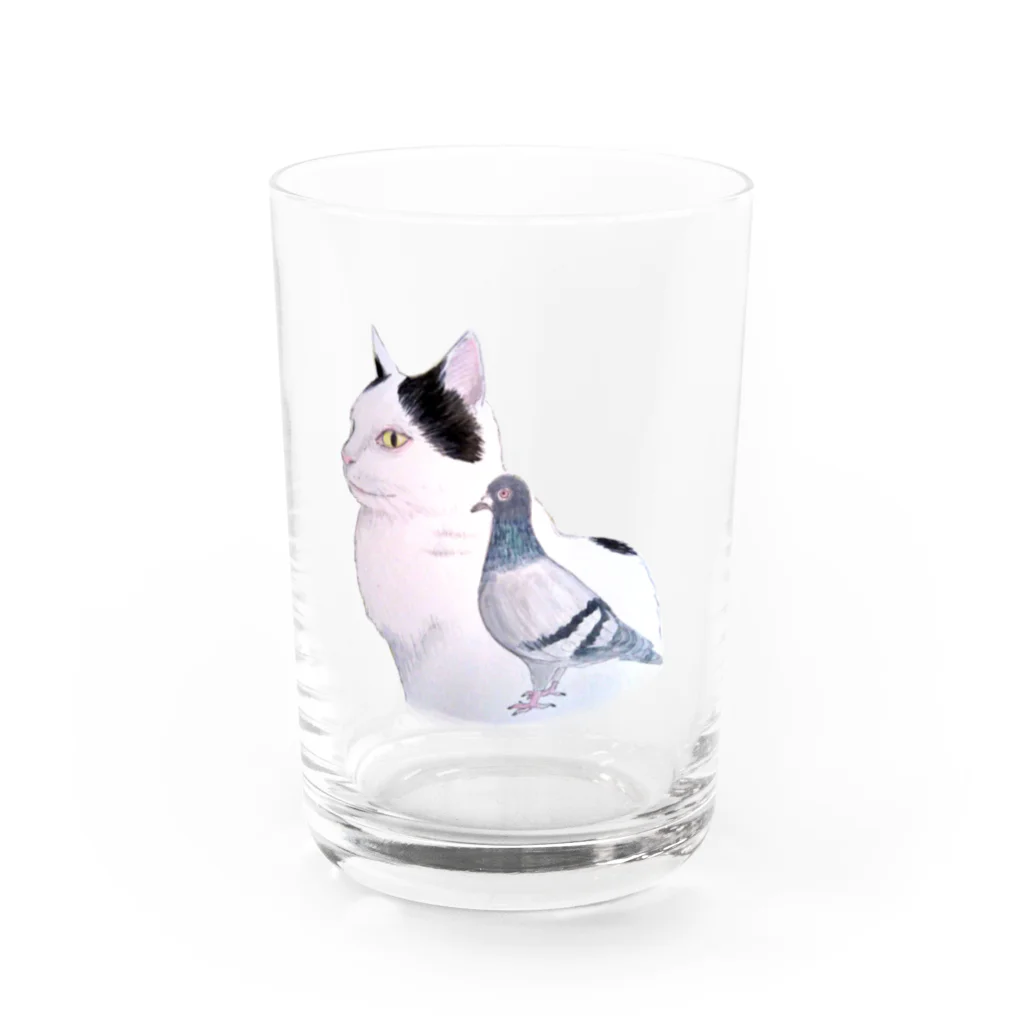 佐久間薫の猫とハト Water Glass :front