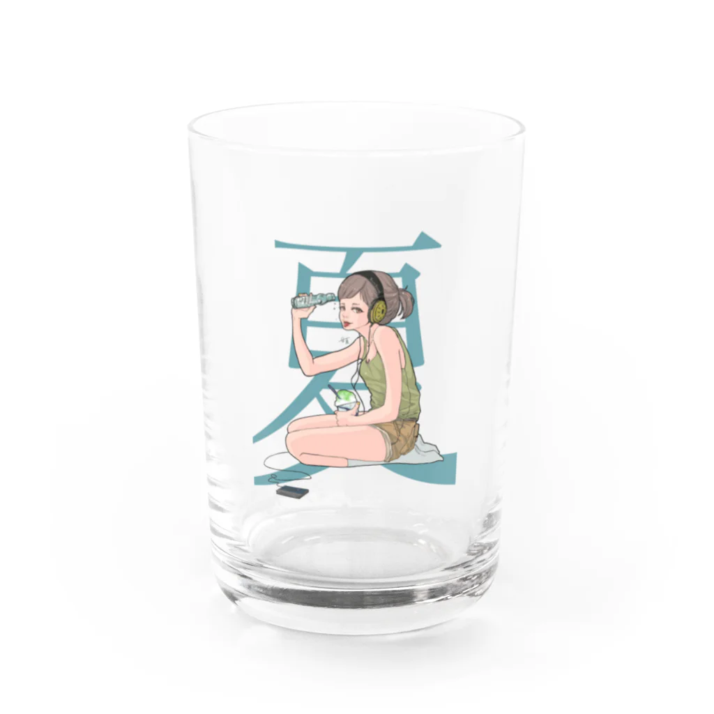 青い甘夏店の青い夏 Water Glass :front