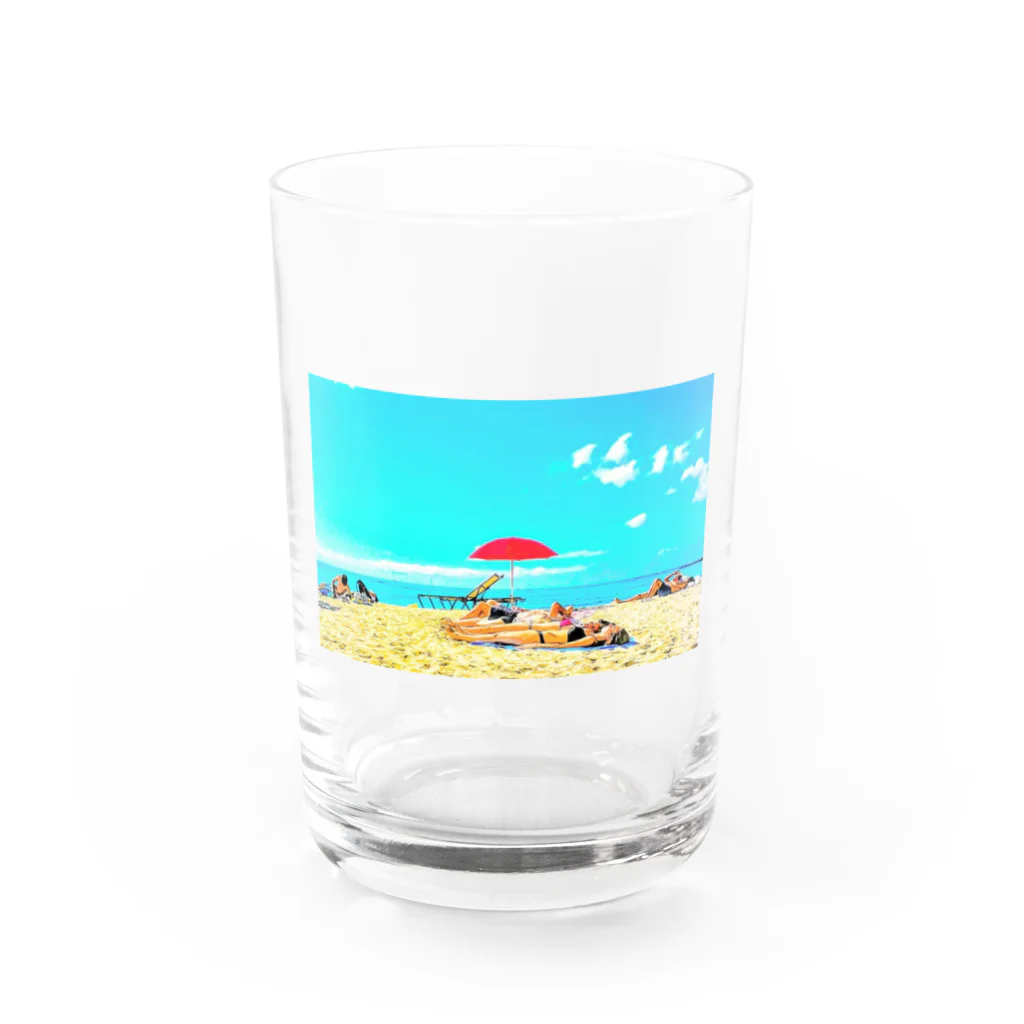 Hawaii Picturesのワイキキビーチ🌊 Water Glass :front