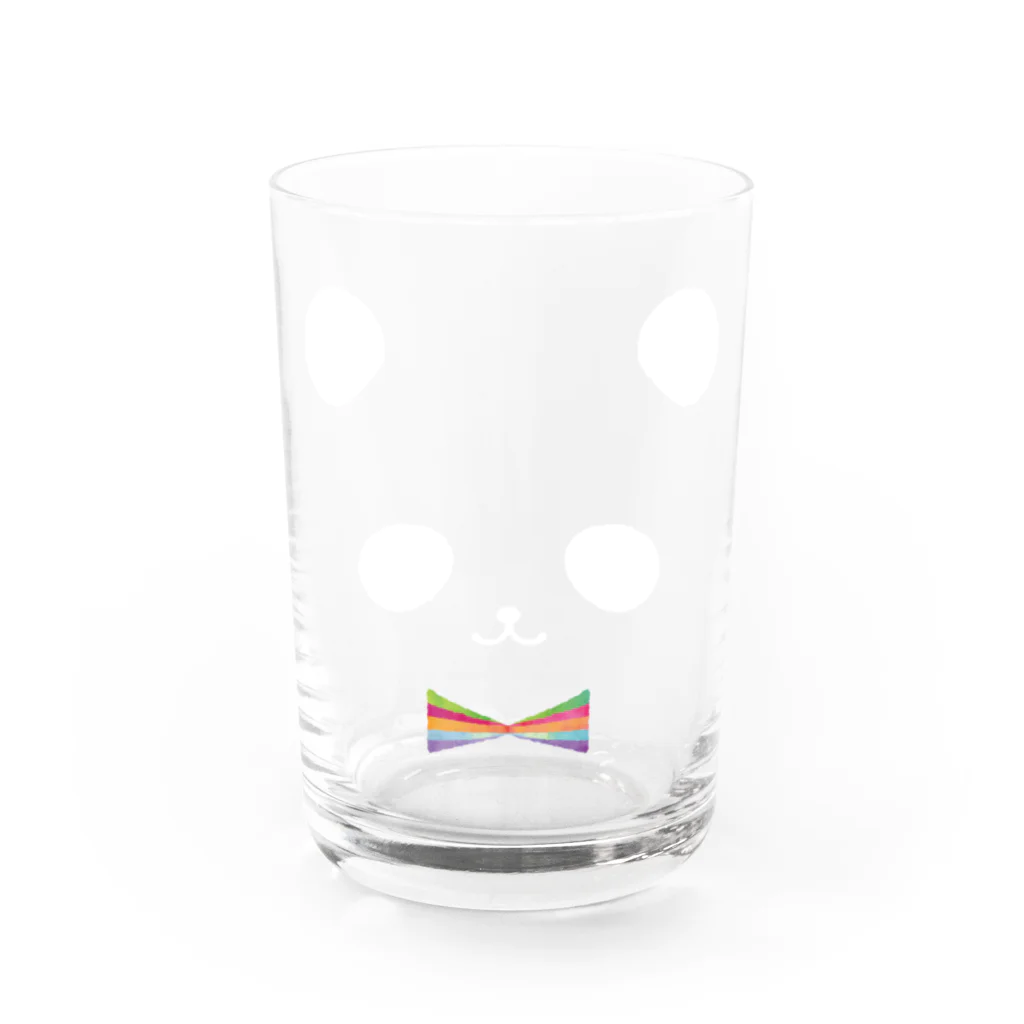 ヒフミヨイのカラフル蝶ネクタイ パンダ（白目） グラス前面