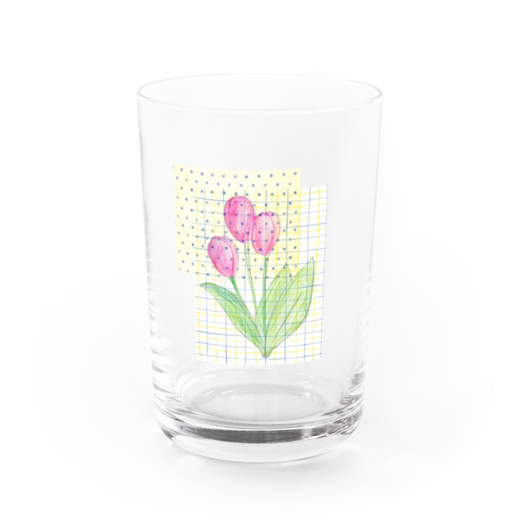 mayunoboooの水彩チューリップ Water Glass :front