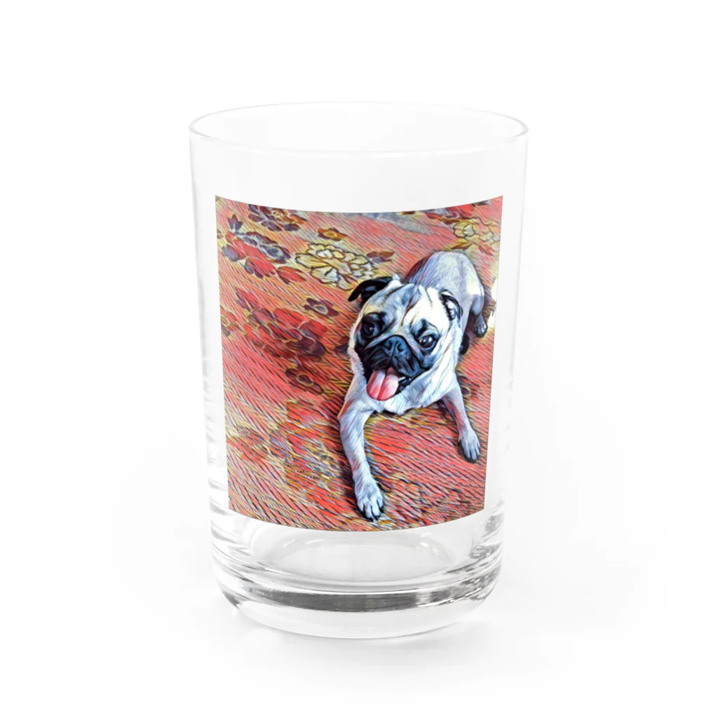 ヤオマサショウテンのパグのカニメガちゃん Water Glass :front