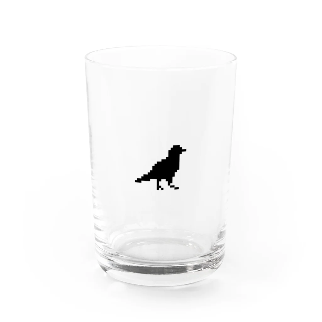 カラス工房のドット画カラス(黒) Water Glass :front