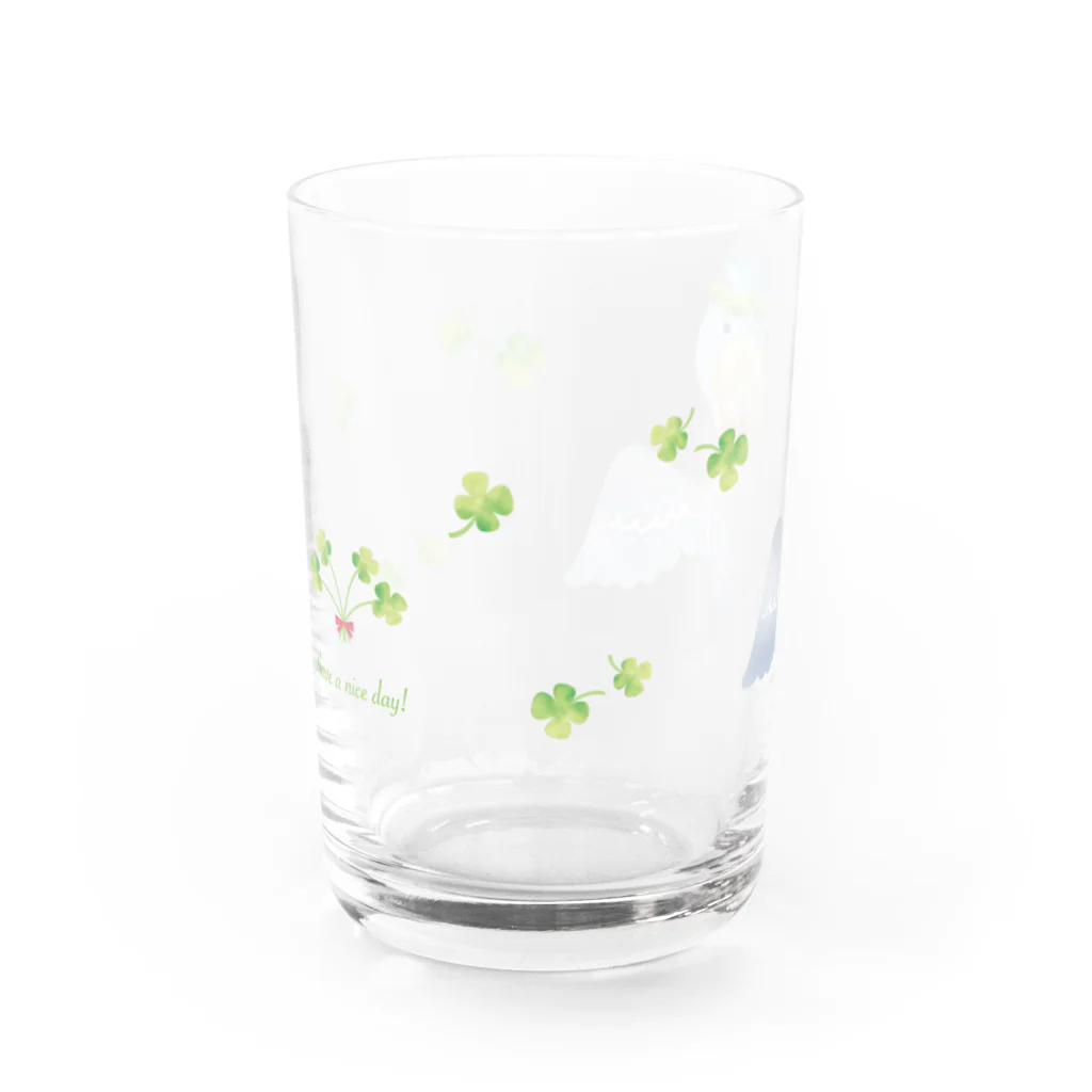 ハシビロ☆SHOPのクローバー☆ハシビロコウ Water Glass :front