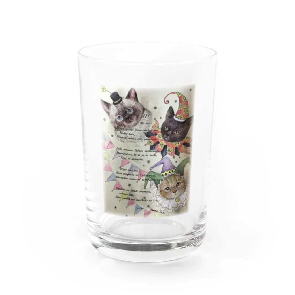 ヤマネコ。の部屋のチョコ　ジジ　はっちゃん　三匹のサーカス Water Glass :front