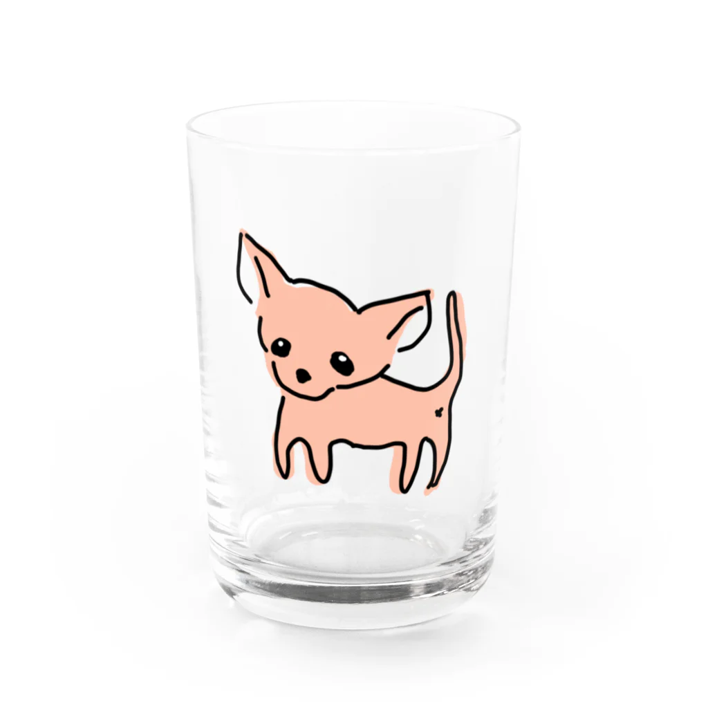 akane_art（茜音工房）のゆるチワワ（オレンジ） Water Glass :front