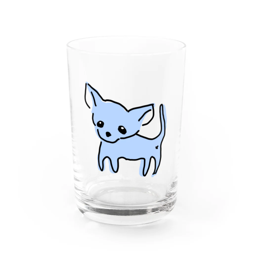 akane_art（茜音工房）のゆるチワワ（ブルー） Water Glass :front