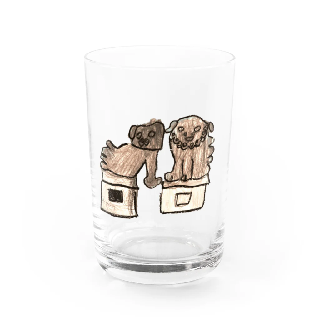 真奈美のこま犬 Water Glass :front