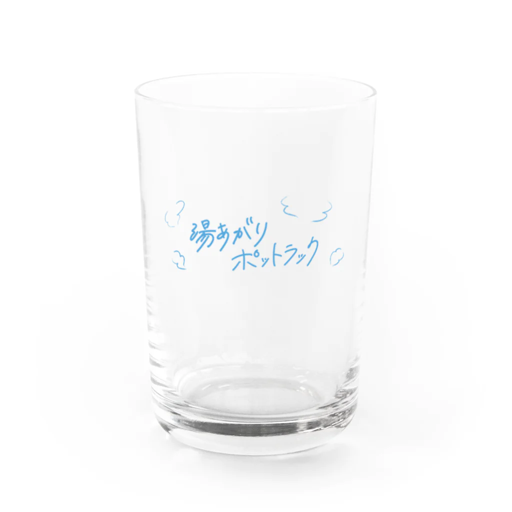 湯あがりポットラックのタイトルロゴ グラス（BLUE） グラス前面