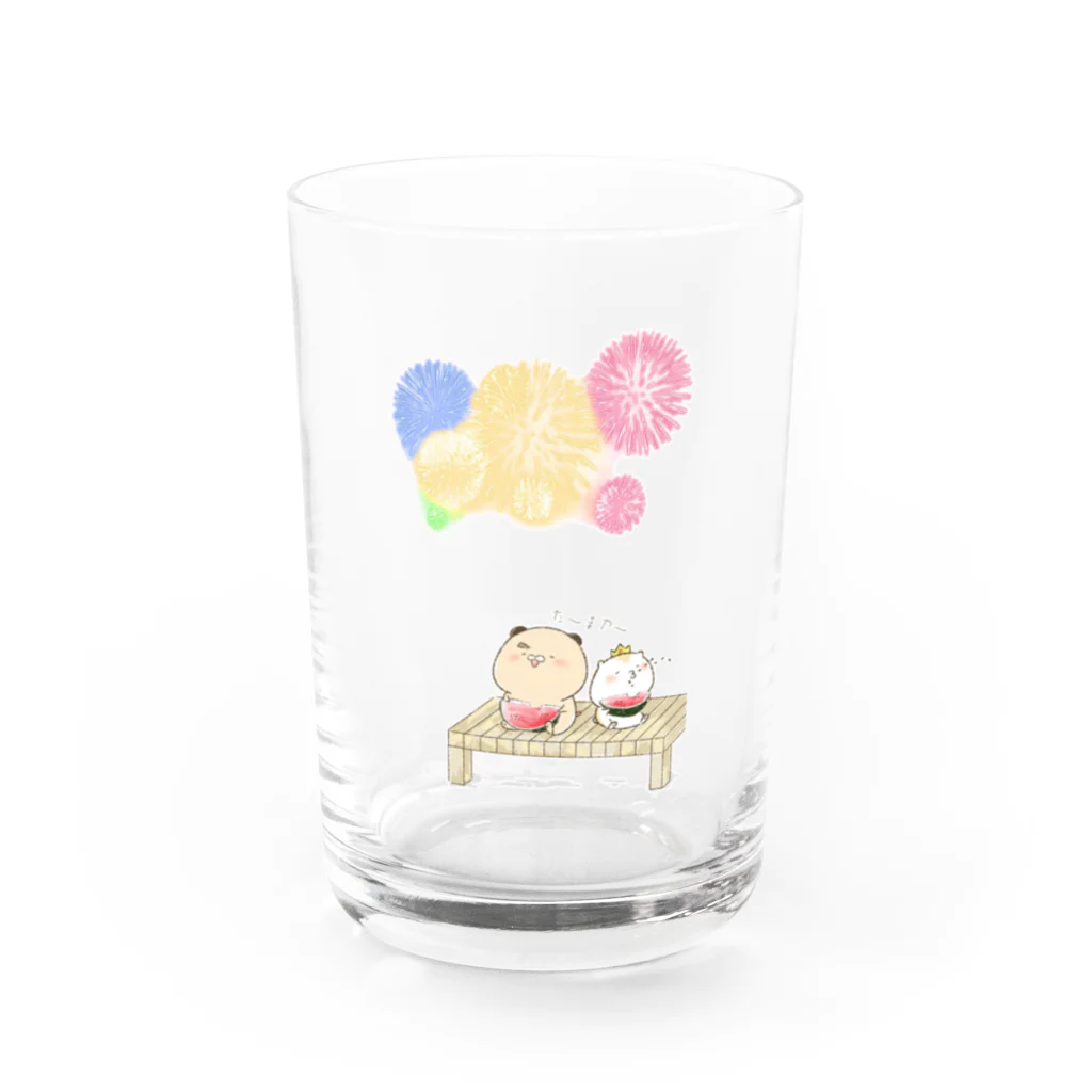 はむ汰の落書き Official Storeのゆずひこ&ぷぅ王子　花火(片面印刷) Water Glass :front