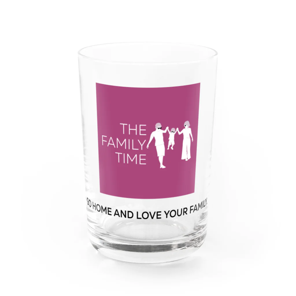 ペアTシャツ屋のシバヤさんの家族の時間(THE FAMILY TIME) ピンク Water Glass :front