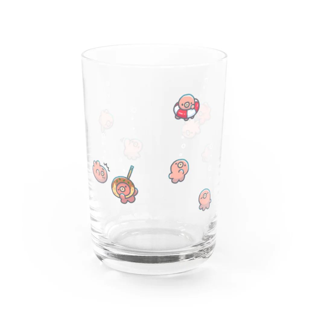 ぼく◓イラスト料理研究家の泳ぐたこ（淡） Water Glass :front