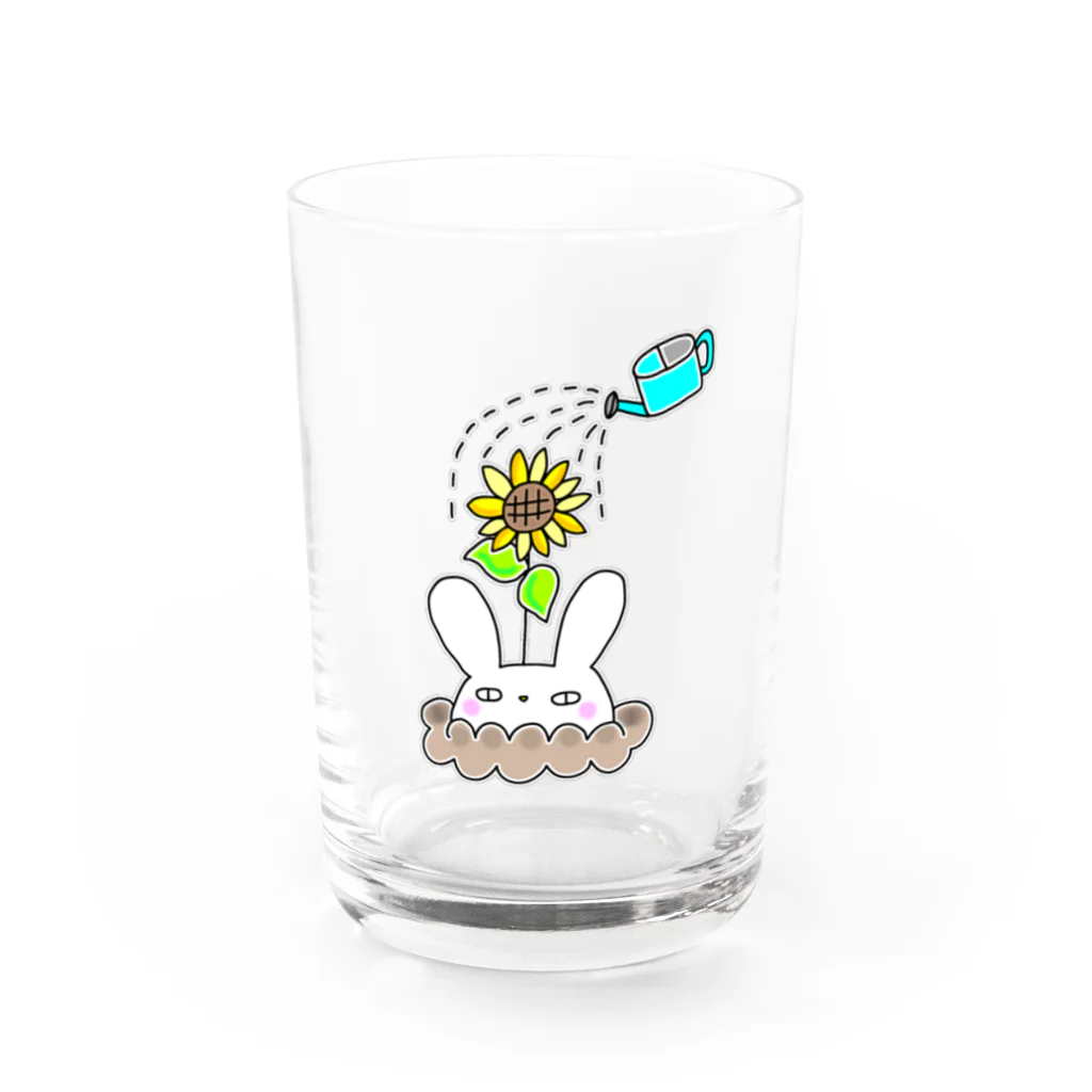 tacotuesdayのにんじんになりたいうさぎ『ひまわり』 Water Glass :front