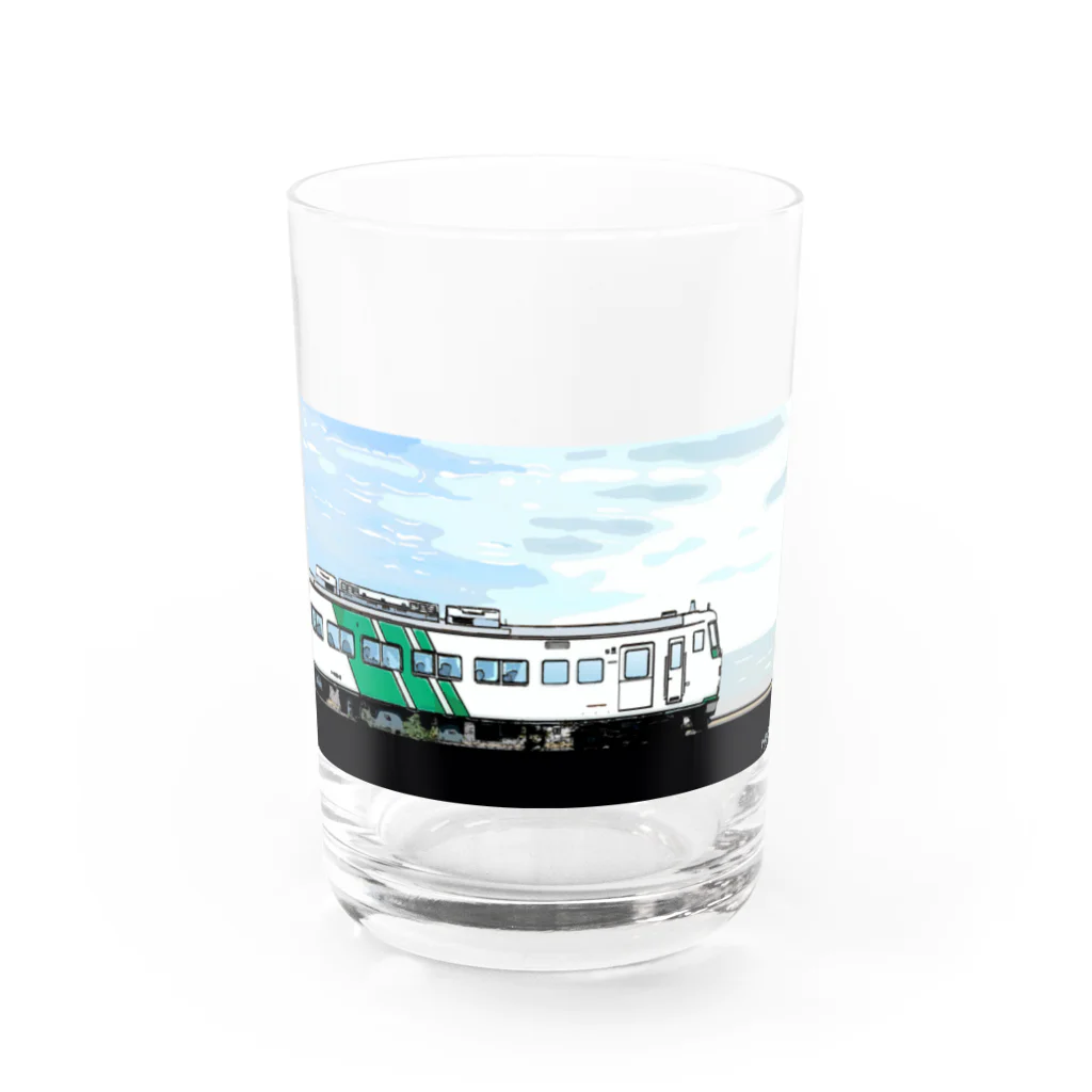 やすこーん（YASCORN）鉄道の鉄道：「踊り子」185系　イラスト Water Glass :front