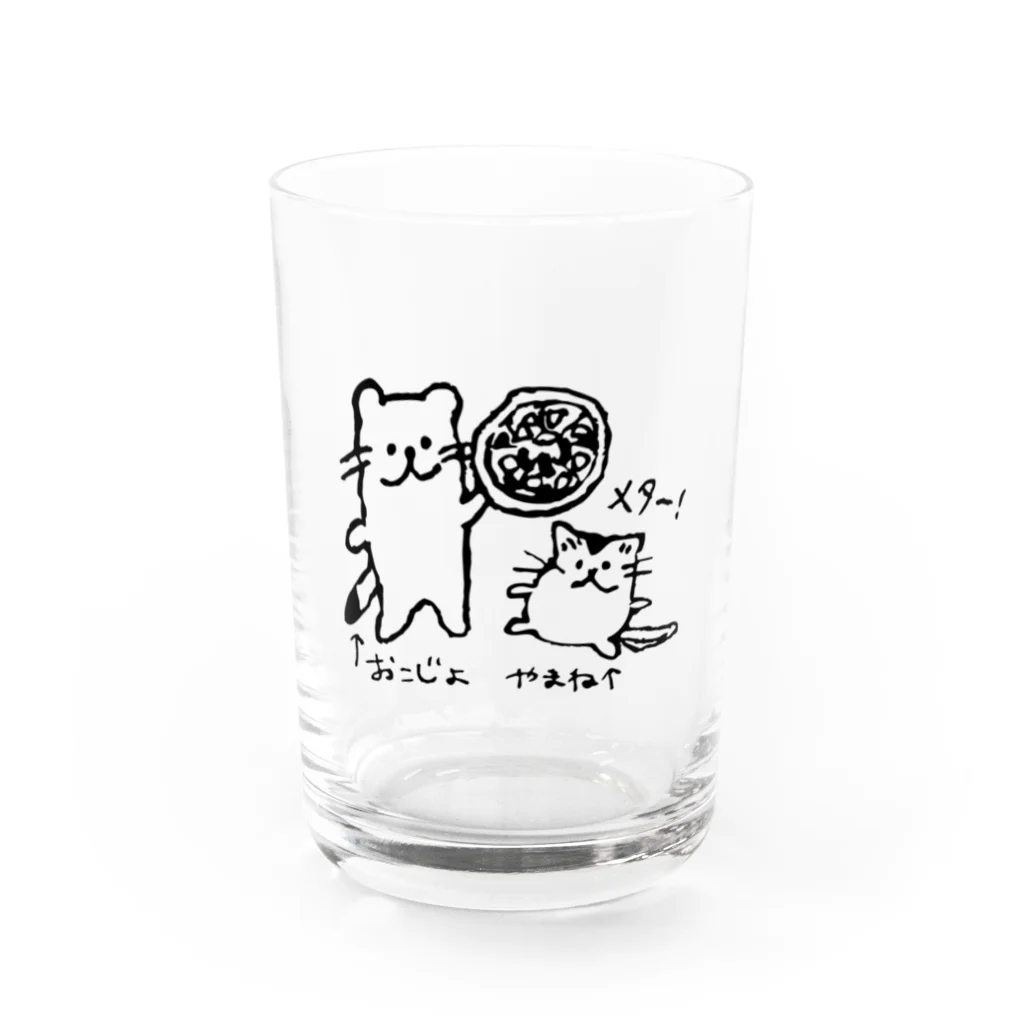 M&Bworksたかむらすずなのオコジョの落書き Water Glass :front