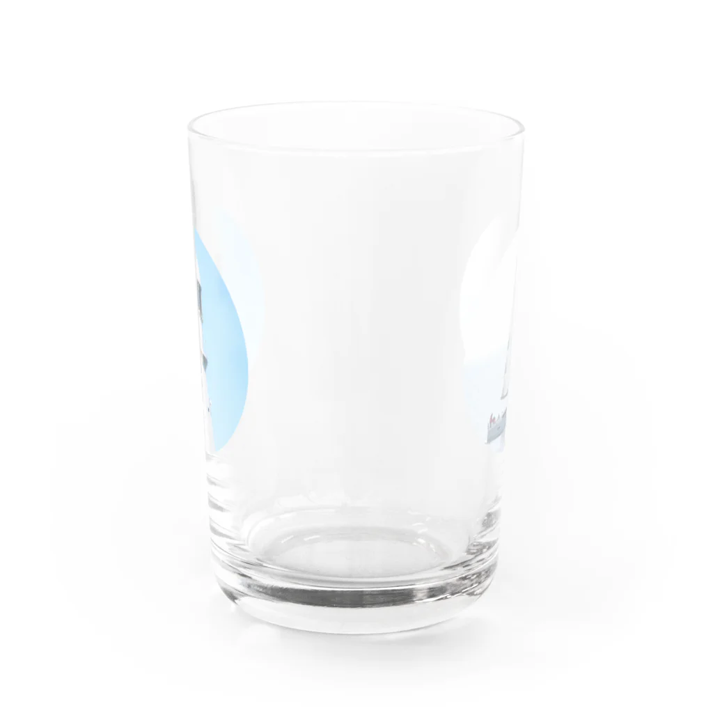 弁天堂の夏の堤防(灯台・ヨット） Water Glass :front