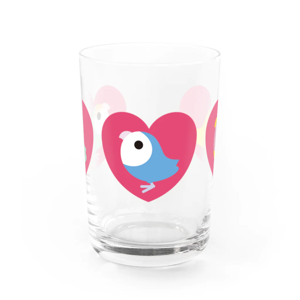 コザクラインコSHOP (kotorigoto/Lovebirdlove)の3 HEART KOZAKURA Water Glass :front