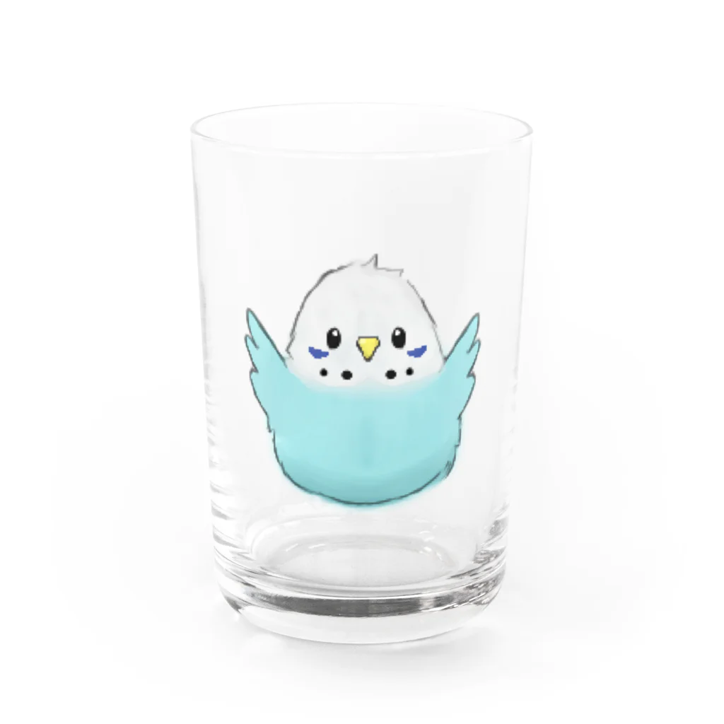 谷神 零雨＠小鳥愛好家の水色セキセイインコ Water Glass :front