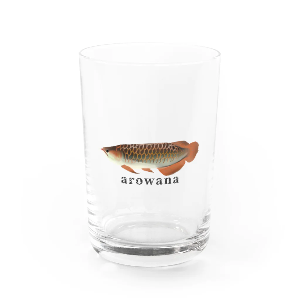 raraのゆるかわTシャツ屋さんのアロワナ Water Glass :front