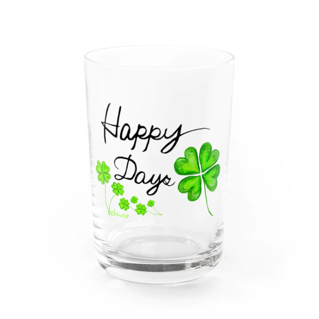 little_cloverのたくさんクローバーでHappy Water Glass :front