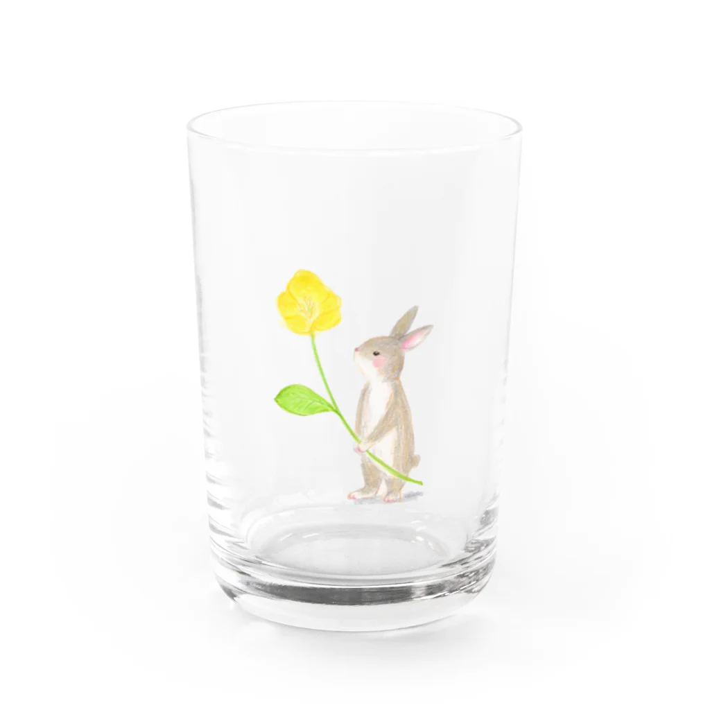 小さな星の庭のうさぎと黄色いお花 Water Glass :front