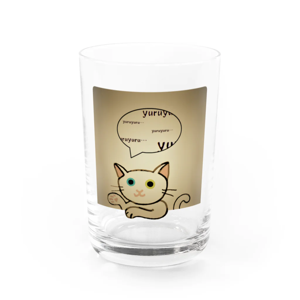 SU-KUのゆる猫オッド　セピア Water Glass :front