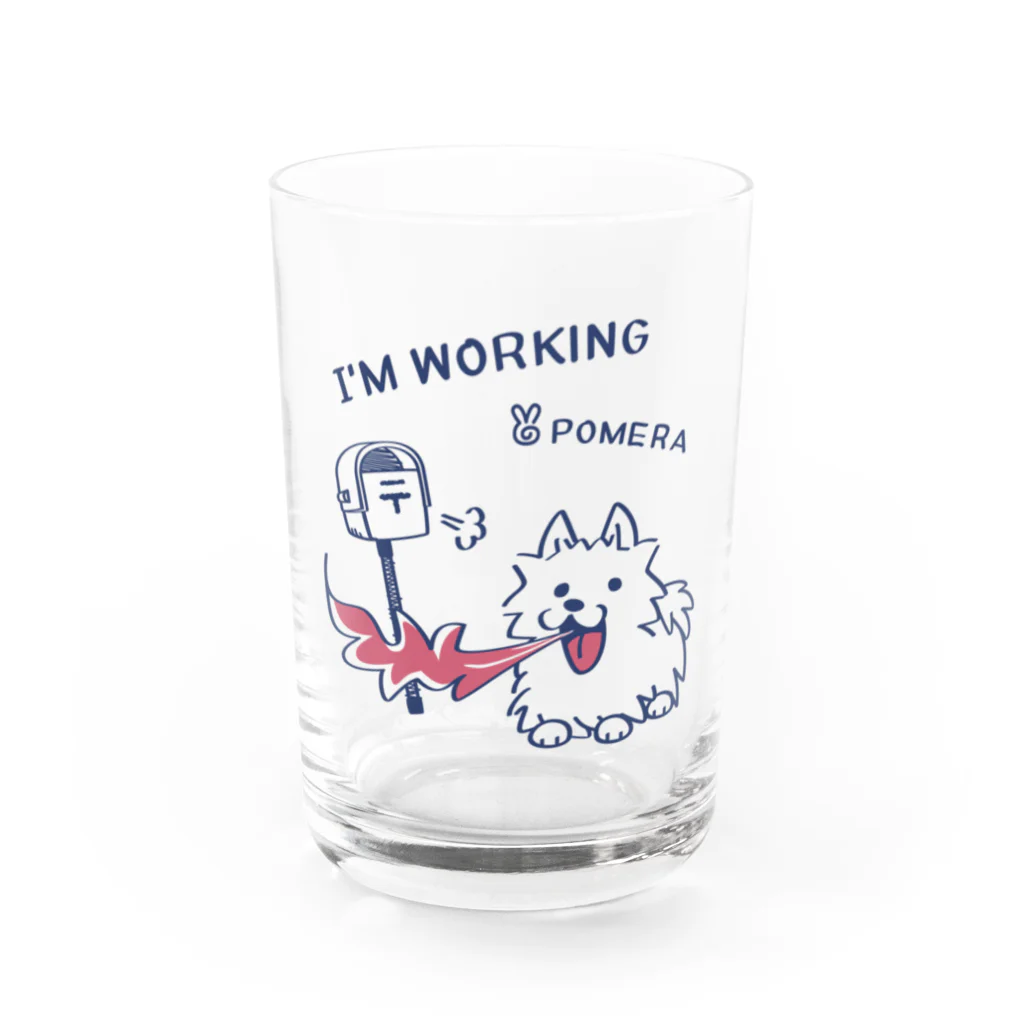 イラスト MONYAAT のポメラニアンお仕事中 Water Glass :front