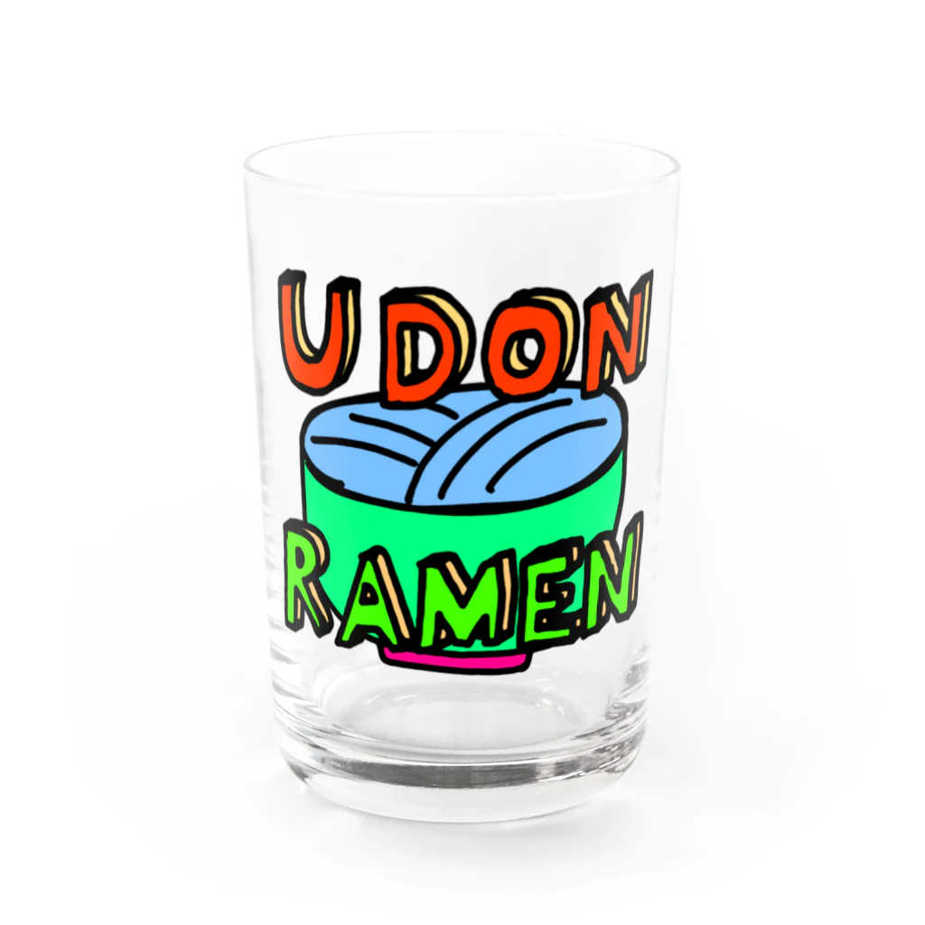 夫婦とその子のUDONRAMEN Water Glass :front