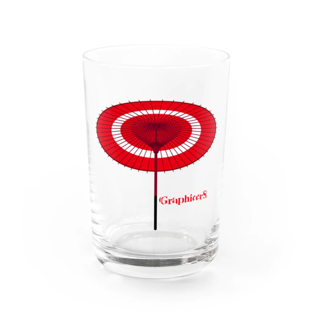 Graphicersの赤い傘 Water Glass :front