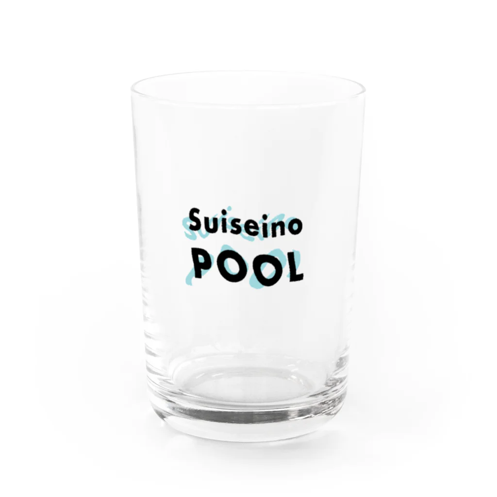 suiseinoPOOLのlogo歪　水面 グラス前面