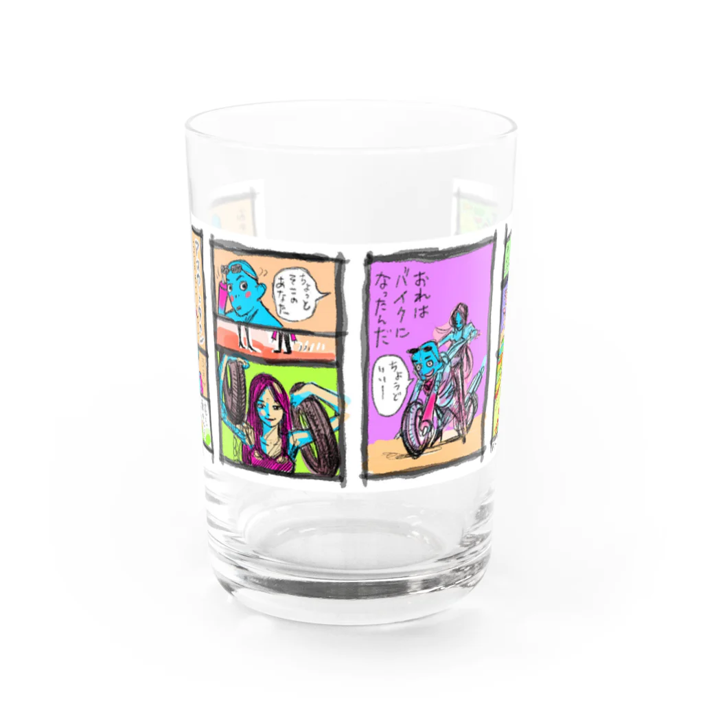 京都バルバラのグッズだよの瀬口忍先生描き下ろし飛鳥ママ×山本4コマシリーズ Water Glass :front