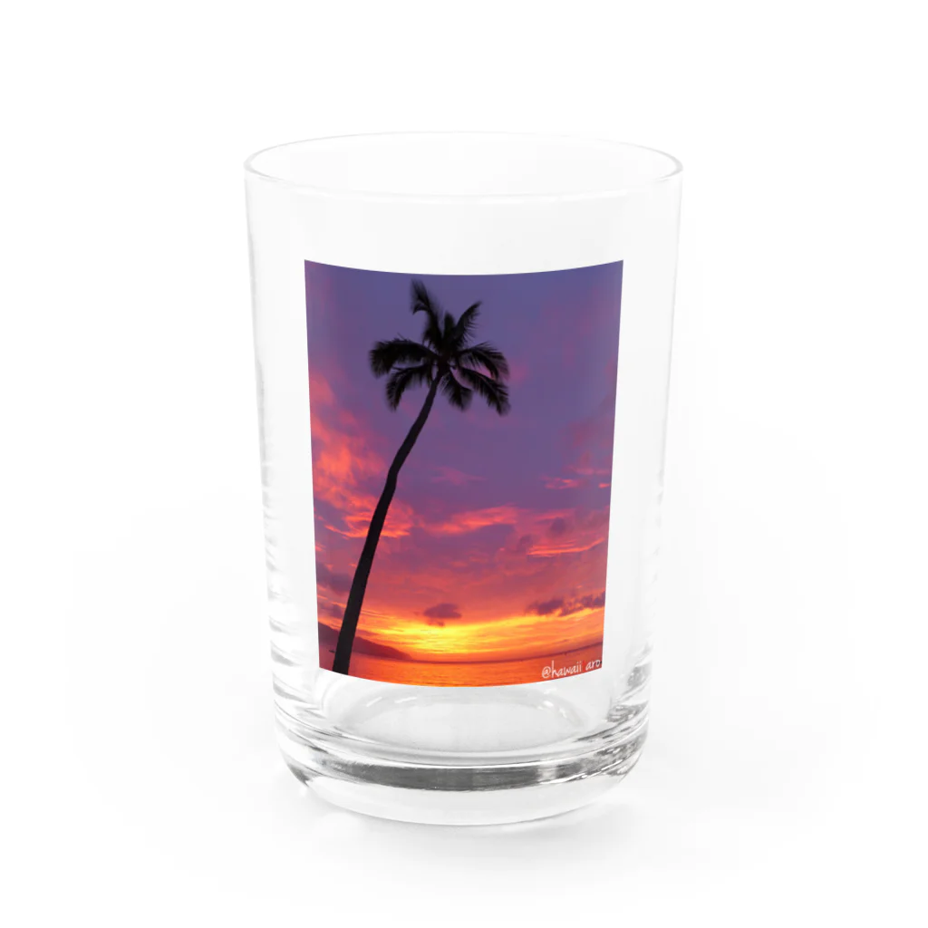 hawaiitaroハワイグッズショップのsunsetヤシの木 Water Glass :front