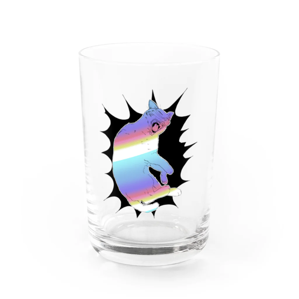 うちの猫の猫のアクビ Water Glass :front