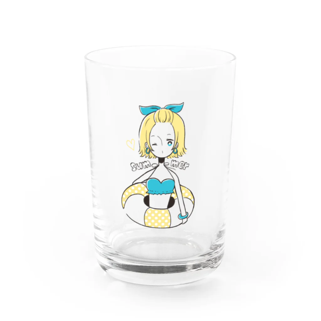 はちやあい/イラストレーターのサマーガール Water Glass :front